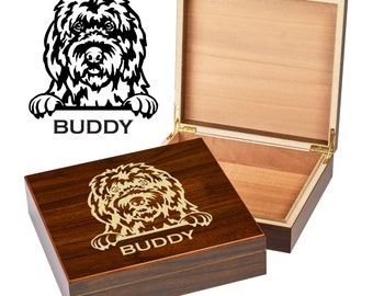 Custom Old English Sheepdog Box | Engraved Dog Memory Box | Personalized Dog Keepsake | Pet Memorial | Etched Pet Urn | Personalized Pet