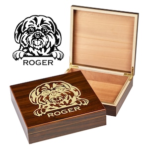 Custom Shih Tzu Dog Box | Engraved Dog Memory Box | Personalized Dog Keepsake | Pet Memorial | Etched Pet Urn | Personalized Pet Gifts