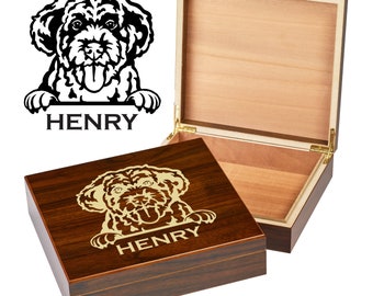 Custom Portuguese Waterdog Box | Engraved Dog Memory Box | Personalized Dog Keepsake | Pet Memorial | Etched Pet Urn | Personalized Pet Gift