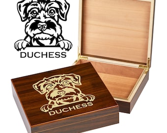 Custom Schnauzer Dog Box | Engraved Dog Memory Box | Personalized Dog Keepsake | Pet Memorial | Etched Pet Urn | Personalized Pet Gifts