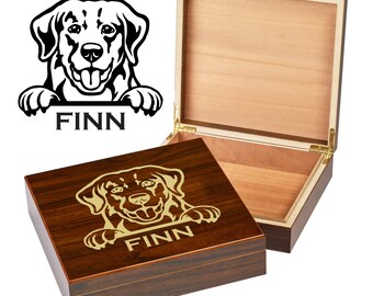Custom Golden Retriever Box | Engraved Dog Memory Box | Personalized Dog Keepsake | Pet Memorial | Etched Pet Urn | Personalized Pet Gifts