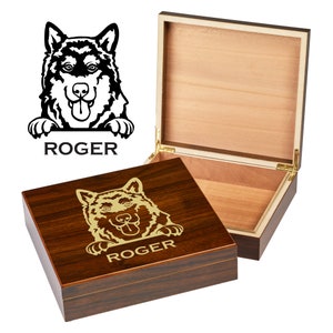 Custom Alaskan Malamute Box | Engraved Dog Memory Box | Personalized Dog Keepsake | Pet Memorial | Etched Pet Urn | Personalized Pet Gifts