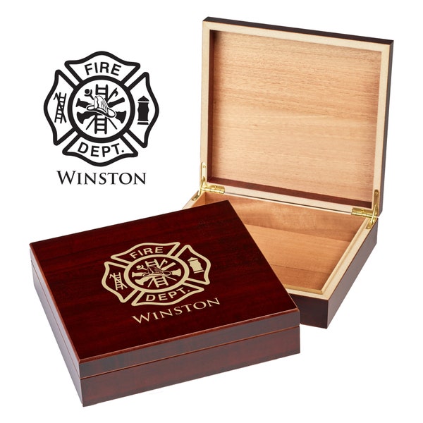 Firefighter Keepsake Box | Fireman Humidor | Firefighter Gift for Men | Fireman Gift | Fire Department Gifts | Firefighter Retirement Gift