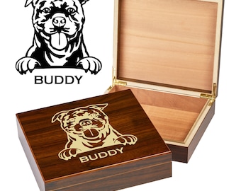 Custom Staffordshire Bull Terrier Box | Engraved Dog Memory Box | Personalized Dog Keepsake | Pet Memorial | Etched Pet Urn | Pet Gifts