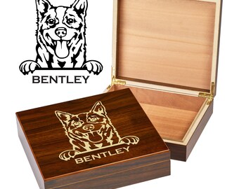 Custom Red Heeler Dog Box | Engraved Dog Memory Box | Personalized Dog Keepsake | Pet Memorial | Etched Pet Urn | Personalized Pet Gifts