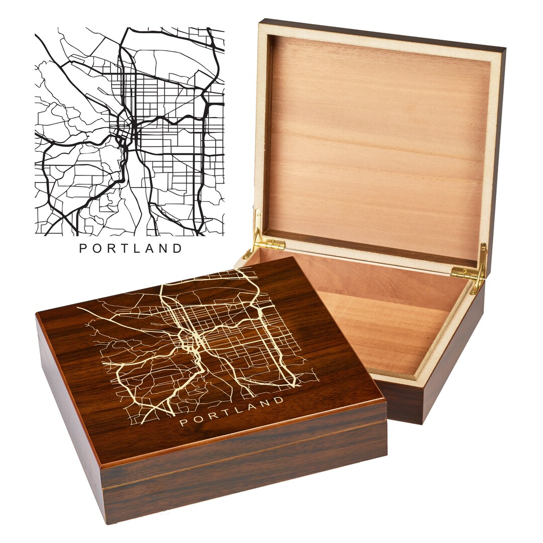 Portland Oregon Box | City Maps | Custom Engraved Keepsake Box | City ...