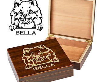Custom Pomeranian Dog Box | Engraved Dog Memory Box | Personalized Dog Keepsake | Pet Memorial | Etched Pet Urn | Personalized Pet Gifts