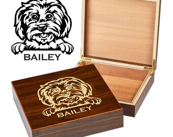 Custom Maltese Dog Box | Engraved Dog Memory Box | Personalized Dog Keepsake | Pet Memorial | Etched Pet Urn | Personalized Pet Gifts