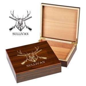 Hunting Keepsake Box | Hunter Gift Box | Personalized Wooden Box for Deer Hunters | Custom Wood Keepsake Box | Deer Hunting Humidor Gifts