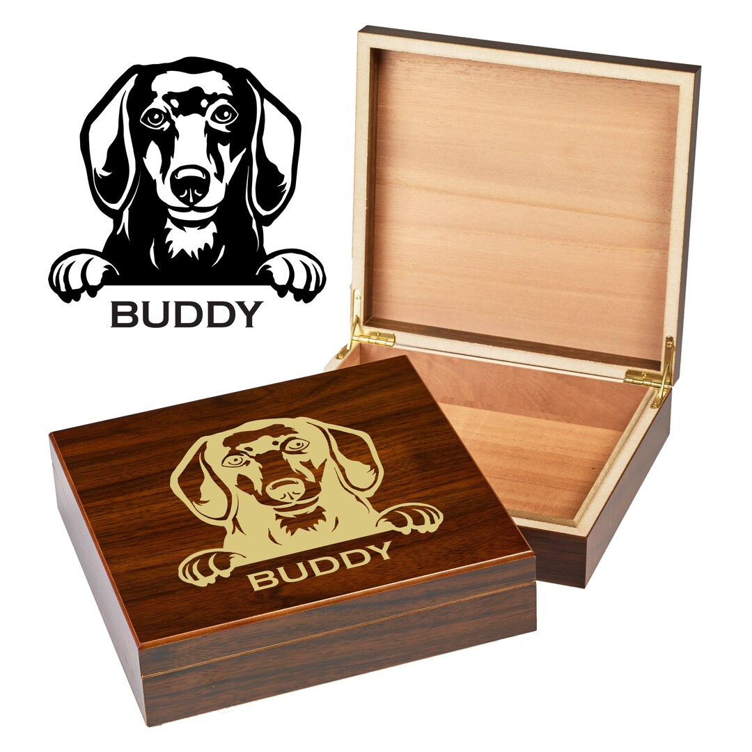 Custom Dachsund Dog Box Engraved Dog Memory Box Personalized Dog