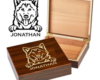 Custom Husky Dog Box | Engraved Dog Memory Box | Personalized Dog Keepsake | Pet Memorial | Etched Pet Urn | Personalized Pet Gifts