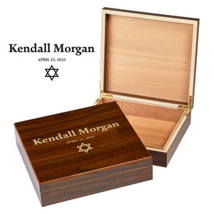 Bar Mitzvah Box | Mitzvah Keepsake Wood Box | Bat Mitzvah Box | Custom Jewish Gift | Mazel Tov | Star of David | Bar Mitzvah Favors
