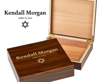 Bar Mitzvah Box | Mitzvah Keepsake Wood Box | Bat Mitzvah Box | Custom Jewish Gift | Mazel Tov | Star of David | Bar Mitzvah Favors