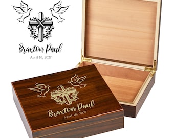 Baptism Box | Communion Keepsake Wood Box | Communion Box | Custom Baptism Gift | Personalized Baptism Gifts | Godfather Gifts | Godparents