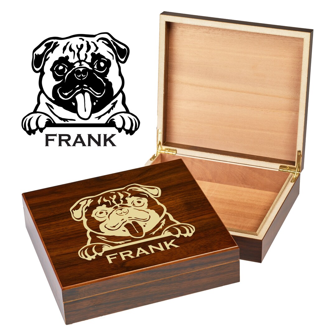 Custom Pug Dog Box | Engraved Dog Memory Box | Personalized Dog ...