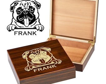 Custom Pug Dog Box | Engraved Dog Memory Box | Personalized Dog Keepsake | Pet Memorial | Etched Pet Urn | Personalized Pet Gifts