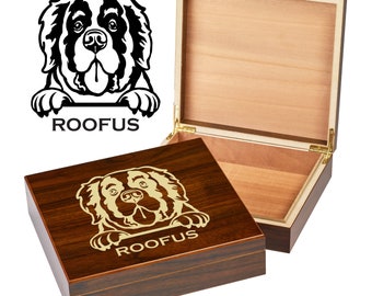 Custom Saint Bernard Box | Engraved Dog Memory Box | Personalized Dog Keepsake | Pet Memorial | Etched Pet Urn | Personalized Pet Gifts