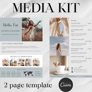 2 Page Media Kit Canva Template| Blogger Press Kit| Facebook Tiktok Instagram Template | Instagram Media Kit| Influencer Rate Sheet Template
