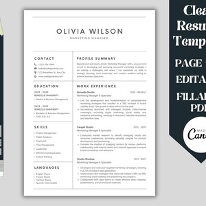 Clean Resume Template | Resume Template | Professional Resume | Modern Resume | CV Resume | Resume Template 1 Page | Minimalist Resume