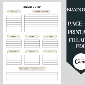 Brain Dump, Gehirn Dump Planer, druckbare Gehirn Dump, Gehirn Dump druckbar, Gehirn Dump Vorlage, Gehirn Dump Journal, Adhd Gehirn Dump,