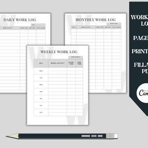 Printable Time Log | Time tracker | Time Management | Work Log | Time Sheet | Activity Tracker | Project Time Log | Time Tracker Sheet