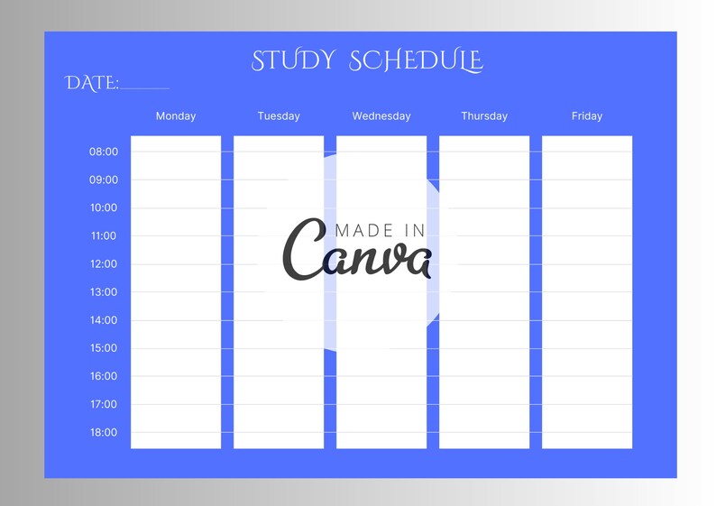 Minimalist Revision Timetable Printable Set, Hourly Agenda, Weekly ...