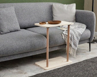 Sofatisch, Couchtisch aus Holz, kleiner Couchtisch, Nachttisch, Massivholztisch, Couchtisch, kleiner Beistelltisch, Sofa-Beistelltisch, C-Tisch