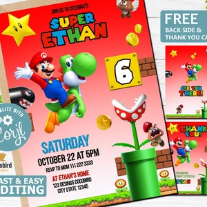 Mario Birthday Party | Mario Birthday Invite | Super Brothers Boy Invite | Digital Birthday Kid Invite | Editable Template | Mario Brothers