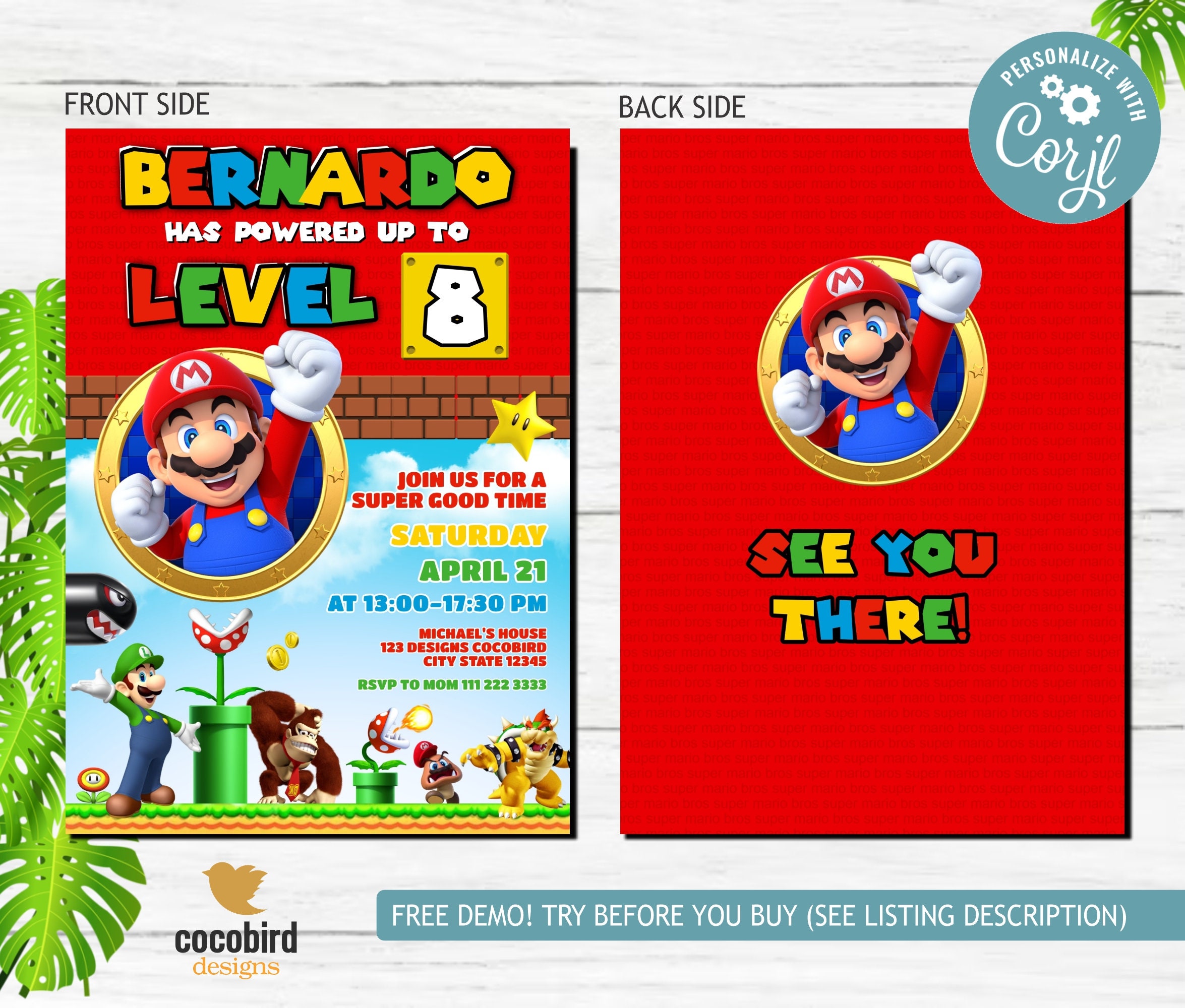 Super Mario Birthday Invitation Super Mario Bros Instant Etsy Canada