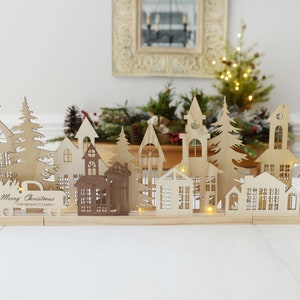 Christmas Village Centerpiece Set of 3 Holiday Villages image 1