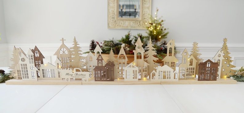 Christmas Village Centerpiece Set of 3 Holiday Villages image 1