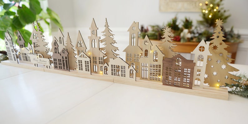 Christmas Village Centerpiece Set of 3 Holiday Villages image 3