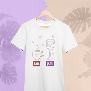 Coffee in the A.M., Wine in the P.M. Unisex Jersey Short Sleeve Tee
