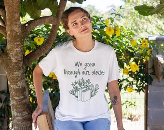 We groeien door onze verhalen, unisex jersey T-shirt met korte mouwen