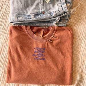 Comfort Colors® Embroidered Sardines T-Shirt, Vintage Sardine, Coastal Aesthetic, Travel Shirt, Fish Shirt, Retro Graphic Tee, Europe