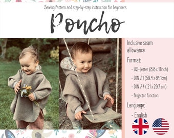 Peut inclure: Un patron de couture pour un poncho pour débutants. Le patron comprend des instructions pour réaliser le poncho aux formats US Letter, DIN A1 et DIN A4. Le patron comprend également une fonction de projection. Le patron est disponible en anglais.