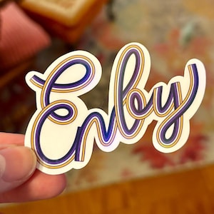 Enby Non-Binary Pride Sticker, Waterproof Durable LGBTQIA+ Pride Laptop or Water Bottle Decal