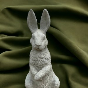 Split ears rabbit statue Concrete standing bunny figurine Garden backyard or patio sculpture