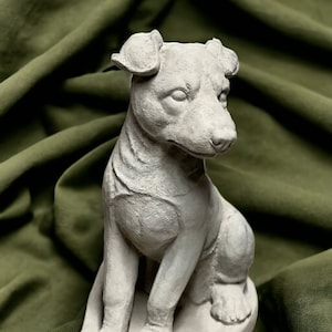 Jack Russell concrete statue Realistic Jack Russell dog figurine Outdoor dog memorial sculpture