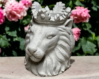 Lion head planter statue Lion king flowers pot figure Concrete garden king sculpture Outdoor animals decorations