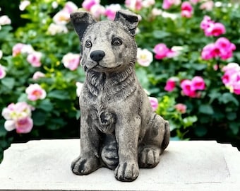 Detailed puppy German Shepherd stone statue Outside or inside German Shepherd dog memorial