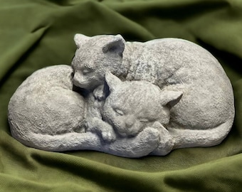 Two sleeping cat sculpture Feline kitties statue Great housewarming gift idea