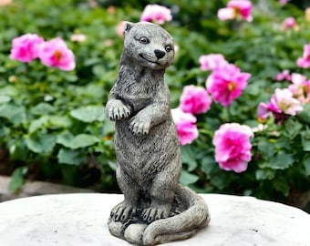 Standing otter figure Concrete water otter statue Outdoor garden sculpture