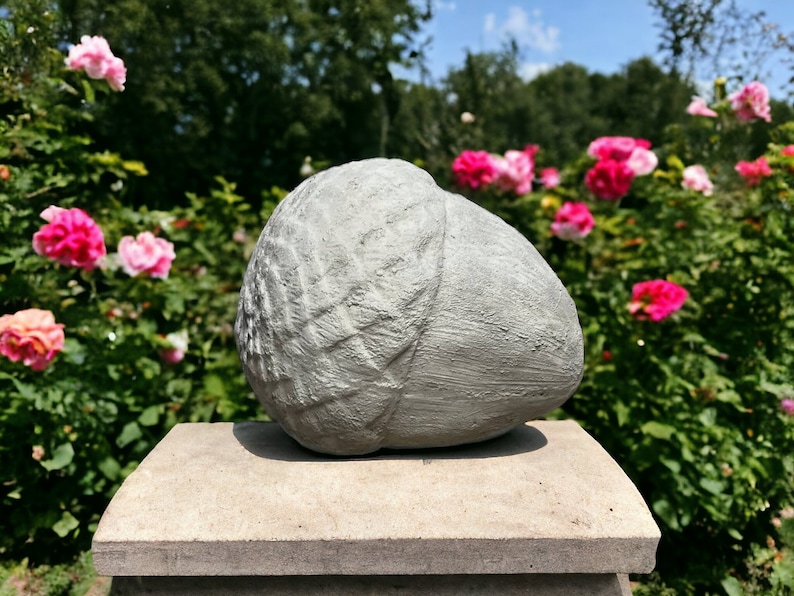 Concrete acorn statue Massive acorn nut figure Stone nut sculpture Autumn figurines for porch image 2