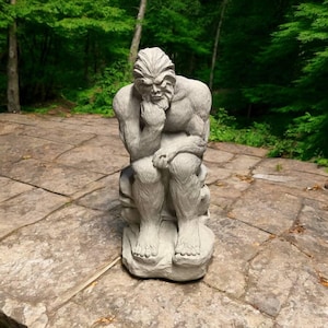 Thinking Bigfoot figure Sitting Bigfoot statue Massive snowman statuary Snowman garden decor