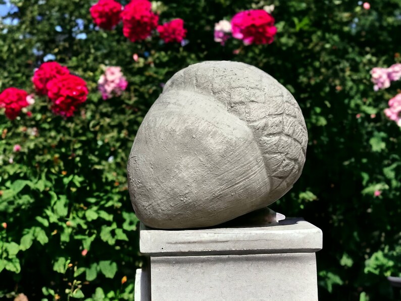 Concrete acorn statue Massive acorn nut figure Stone nut sculpture Autumn figurines for porch image 4