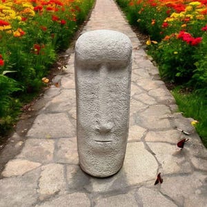 Large moai head Easter rock figurine Concrete Easter head statue Cement decoration for yard patio or garden Easter Island Head gift for yard