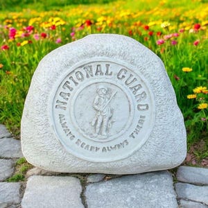 National guard statue Always ready always there Rock memorial National guard rock figurine Concrete decoration Soldier memorial sculpture