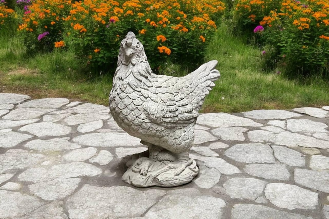 Realistic Farm Chicken Figure Cement Hen Chicken Sculpture Detailed ...