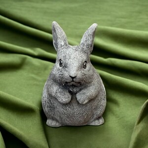 Standing chubby bunny figurine Stone baby bunny figure Detailed rabbit with ears up statue
